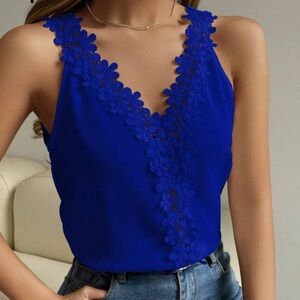 SHEIN Chiquease Guipure Lace Trim Tank Top- Large